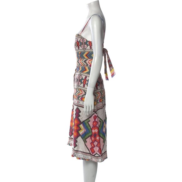 NWT. FARM RIO Amulet Multicolored Textured Linen Midi Dress Size M - Picture 7 of 10